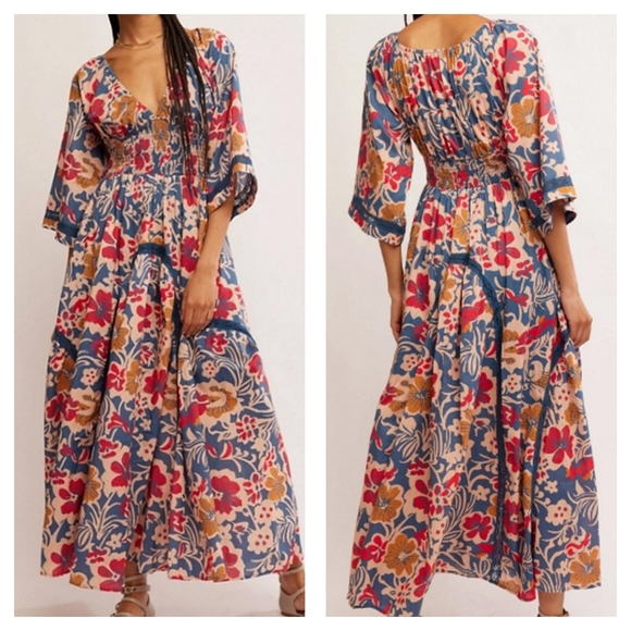 Free People Dresses & Skirts - Free People Printed Dixie Maxi Dress in Vintage Indigo Combo Size Small